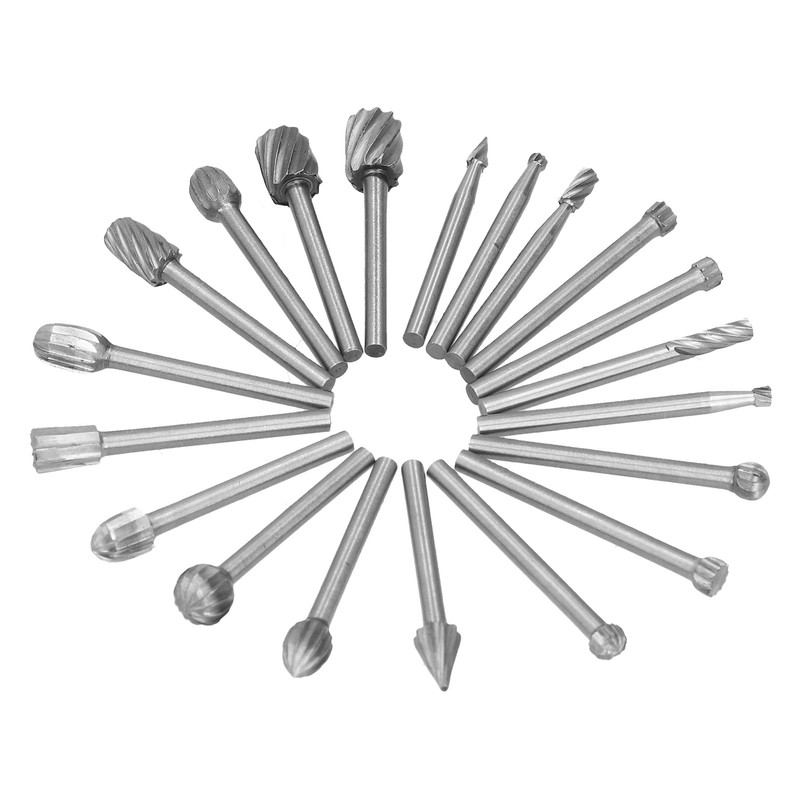 20Pcs High Speed Steel Rotary File DIY Grinding Head Set