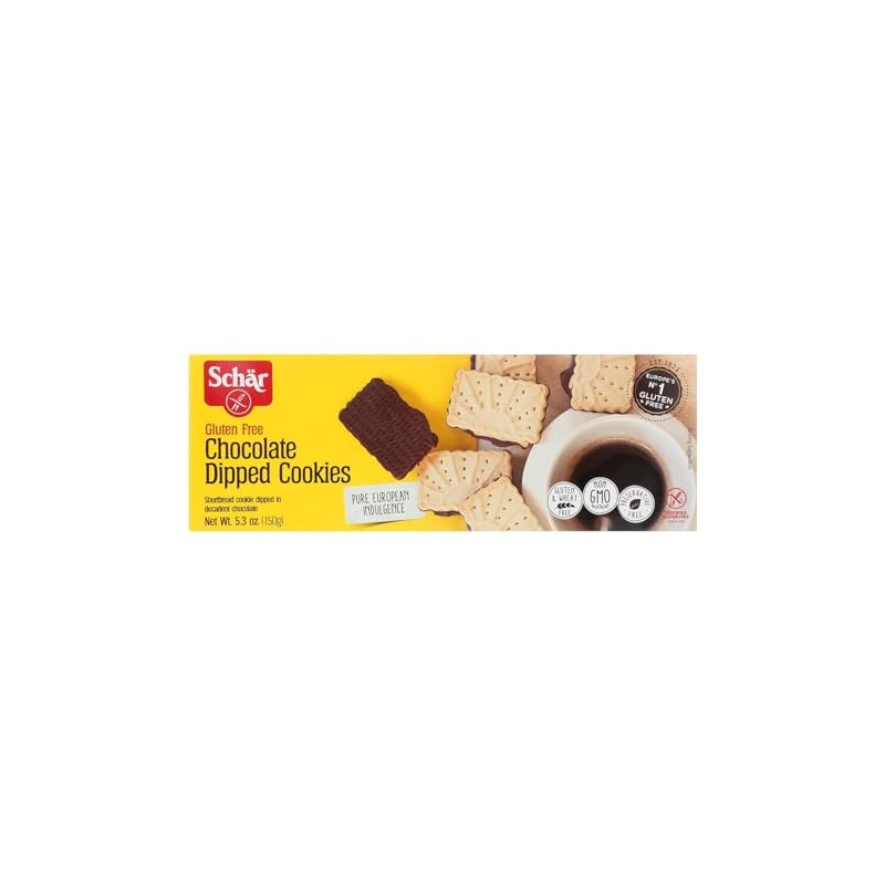 Schär Gluten Free Chocolate Dipped Cookies, 5.3 oz. (Pack of