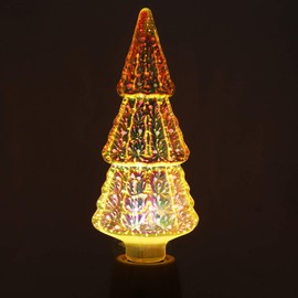 Aqur2020 3D Fireworks Effect LED Light Bulb, Christmas Tree Shape Lamp for Party Home Christmas Holiday Festival Decor