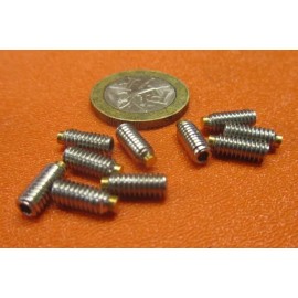 Kmac 18-8 Stainless Steel Set Screws, Brass Tip, 8-32 x 3/8" Length, 10 Pcs