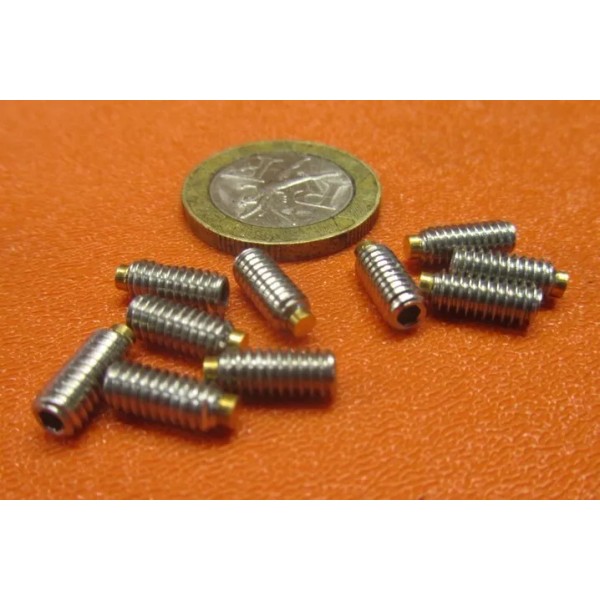 Kmac 18-8 Stainless Steel Set Screws, Brass Tip, 8-32 x