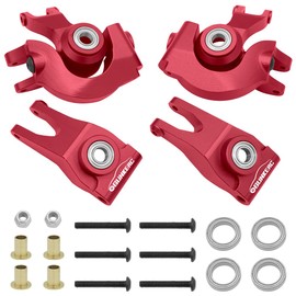 OGUNKE RC Aluminum Front Steering Block&Caster Block and Rear Hub with Ball Bearings Upgrade Parts for 1/10 Arrma Senton Granite Typhon BigRock (Red)