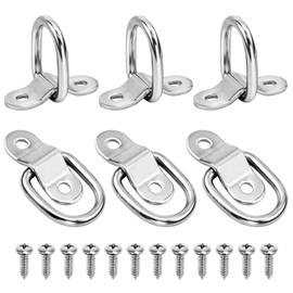 Hysagtek 6 X 304 Stainless Steel D Ring Tie Downs Trailer Anchors Points with Mounting Bracket, for Cargo Trailer Control