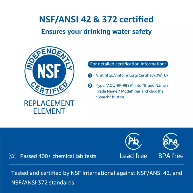 AQUA CREST Water Filter Replacement for RF-9999® Faucet, NSF Certified,