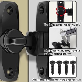 Sliding Door Lock on Both Sides, Door Bolt for Sliding Doors, 90°/180° Deadbolt Lock for Barns, Sliding Door, Garden, Kitchen, Window