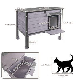 Seiyierr Outdoor Cat House,cat Houses for Outdoor Cats Rainproof All Round Metal Frame Wooden Condos, Indoor and Outdoor Use for Rabbit,Small Animal Feral Cat Shelter