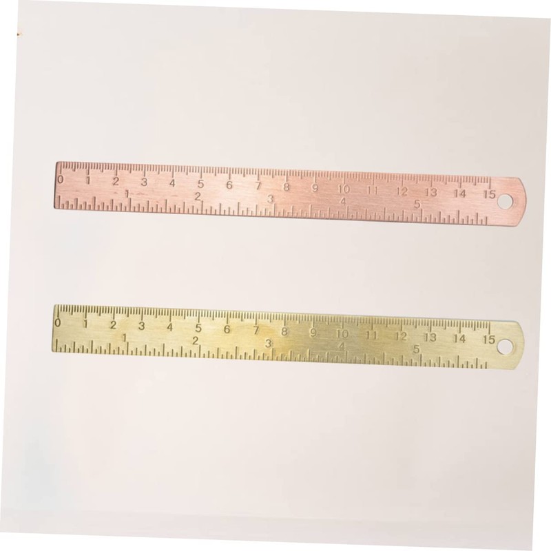 STOBOK 2pcs Vintage Brass Ruler Double Scale Straight Rulers Brass