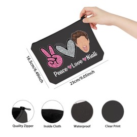 TSOTMO Boy Group Member Gift Peace Love Naill Gift for Women Zipper Pouch Makeup Bag (BLK-Niall CA)
