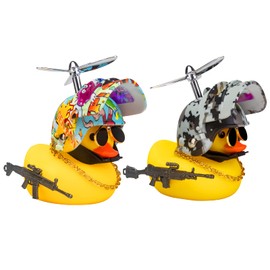 wonuu 2Pcs Rubber Duck Car Ornaments, Squeeze Duck Dashboard Decorations Kids Bicycle Decor for Cycling Motorcycle & Bicycle Accessories Decorations (X-Underwater World&Camouflage)