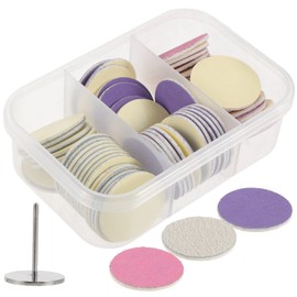 BIUDECO 60pcs Nail Sanding Discs for Pedicure Tools Exfoliating Dead Skin Callus Remover with Bearing Storage Box Compact for Home Salon Use