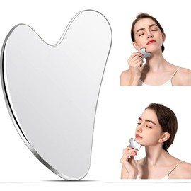 Terahertz Gua Sha Tool, Massage Lymphatic Drainage Stone Scraping Board, Relieve Emotions, Thermal Conductivity Gua Sha Facial Scraper with Lanyard for Face (White)