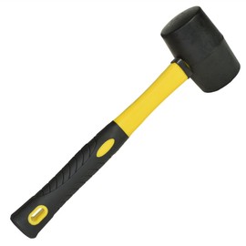 16oz Black Rubber Mallet Non Marking Hammer with Fibreglass Handle Shaft