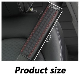 2PCS Car Seat Belt Cover Pad,Breathable Leather Seatbelt Covers for Shoulder Protection and Car Decorations,Universal Seatbelt Cushion Adding Car Seat Strap Pads Car Accessories Interior (Black/Red)