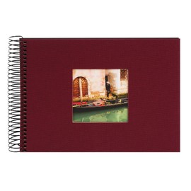 goldbuch Bella Vista 20672 Spiral Album with Picture Cut-Out, Photo Album 24 x 17 cm, Photo Album with 40 Black Pages, Linen Memory Album, Photo Book for Pictures and Photos for Gluing Bordeaux