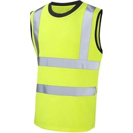 Zerox World Men's Sleeveless Hi Vis Travel Safety Vest Reflective Tape Workwear Tank Top for Construction Night Visibility Outdoor Jobs UK Sizes S-2XL (Yellow, 2XL)