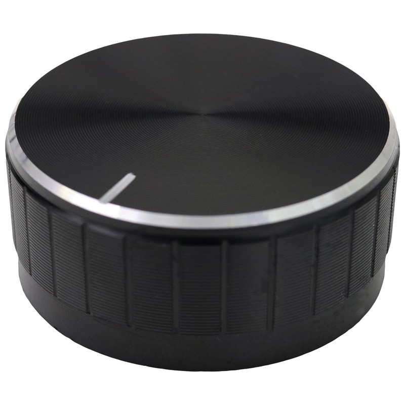 6mm Splined Hole Black Aluminium Amplifier/HiFi Control Knob Pack of