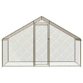 Large Metal Chicken Coop, 6.5 Ft Large Chicken Runs for Yard with Cover, Spire Roof Metal Chicken Coop with Lock for Outdoor, Backyard, Farm, Duck, Rabbit