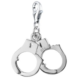 Handcuffs Charm Pendant in Nena Lina 925er Sterling Silver for Charm Bracelet, Necklace, Earring, Bracelet and Charm Carrier Many Popular 713059-000