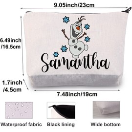 BWWKTOP Muñeco de nieve Olaf - Bolsa de maquillaje con cierre Samantha para mujeres y niñas, samantha, Talla