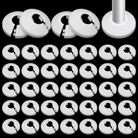 RUNYU Pack of 40 Heating Pipe Rosette, Heating Pipe Cover PP/Cover Rosettes/Heating/Trim/Radiator Rosette for 17 mm Diameter Pipe (White)