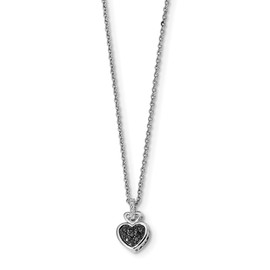 1/20 Ctw Black & White Diamond Small Heart Necklace in Sterling Silver