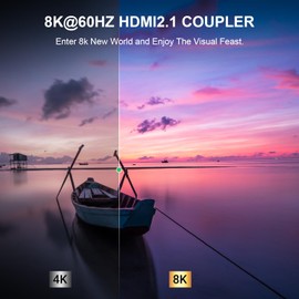 HDMI Coupler 8K, HDMI 2.1 Female to Female Connector HDMI Extension Adapter, Support 8K@60Hz / 4K@120Hz 120UHD, 7680 * 4320 Resolution, 3D, HDR, ARC for Laptop, PC, Monitor, Roku TV, 2 Pack