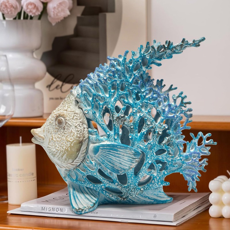 Hodao Coral Fish Figurines - Summer Sea Tropical Decor for