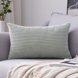 MIULEE Corduroy Soft Solid Decorative Square Throw Pillow Cover Cushion Cases Pillow Cases for Couch Sofa Bedroom Car 12 x 20 Inch 30 x 50cm Silver Grey