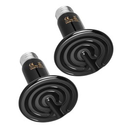 Simple Deluxe 150W Ceramic Heat Emitter Reptile Heat Lamp Bulb No Light Emitting Brooder Coop Heater for Amphibian Pet & Incubating Chicken, 2 Pack