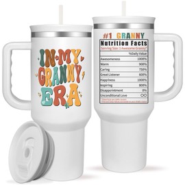 Granny Tumbler with Handle Granny Gifts for Grandma from Grandkids In My Granny Era 40oz Insulated Coffee Tumbler with Lid and Straw Christmas Mother's Day Present for Granny Coffee Cups