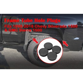 Frame Tube Hole Plugs, Rear Wheel Well Frame Tube Hole Cap for 1999 - 2018 Chevy Silverado 1500 & 1999-2018 GMC Sierra 1500 Rear Wheel Well Hole Cover Cap - Anti-Whistle Truck Bed Plugs FP001HP
