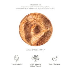 Olive Wood Snack Plate, Round Fruit Plate, Dry Fruit Plate, Serving Plate with 4 Compartments Darido.