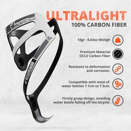 IMPALAPRO Bottle Holder Bicycle Carbon Super Light & Smooth 18 g - Bicycle Drink Holder Carbon - Carbon Bottle Holder Road Bike - Water Bottle Holder Bicycle - Bottle Holder MTB (White)