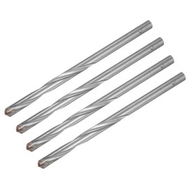 uxcell 7mm Cutting Dia Cemented Carbide Twist Extra Long Drill Bit with Round Straight Shank for Hardened Steel Stainless Steel, 130mm Length 4 Pcs