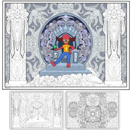 Young N Refined 2 Pack of Giant Coloring Posters of Skull Mandalas collages Folded Version (24x36)
