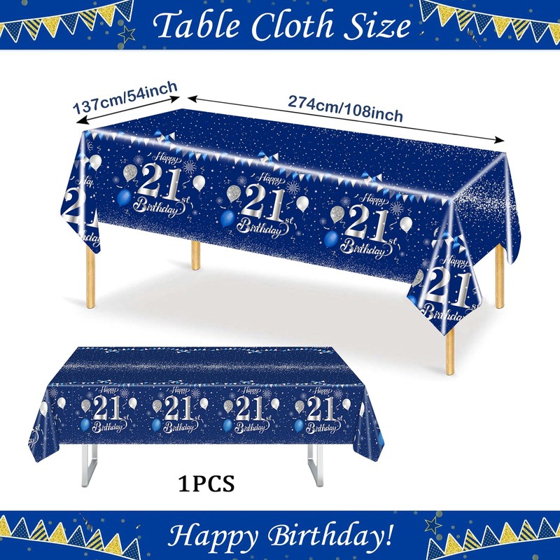 MORAINJAY 50th Birthday Tablecloth, 137 x 274 cm, Blue with
