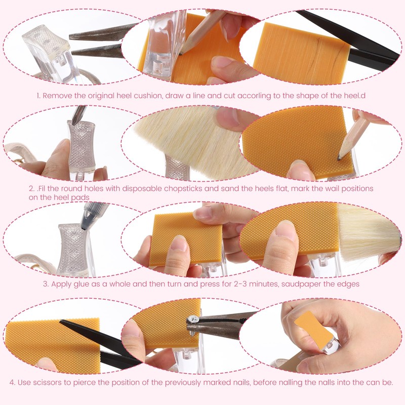 LIQWEI 8 Pcs High Heels Patch, Square High Heel Replacement