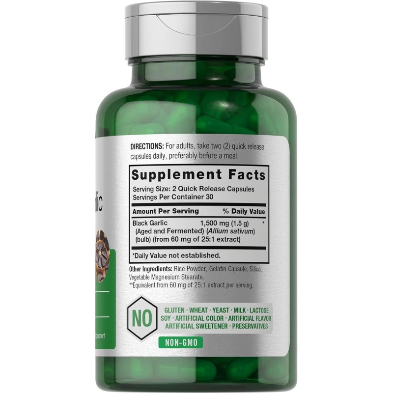 Horbaach Aged Garlic Extract Capsules 1500Mg, 60 Count, Gluten Free
