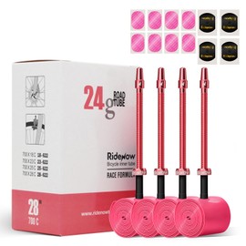 Ridenow 4-Pack Bike Inner Tube for 700/18C-28C, 700/18C-32C with 65/85 mm Metal &TPU Presta Valves for Road Bikes, Super Light Puncture Resistant Bicycle Inner Tube(Include Patch Repair Kits)