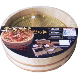 Ichihara Woodworkshop Hand Rolled Sushi Set, Sushi Tub, 10.6 inches (27 cm), For 3 Plungers, Diameter 10.6 x Height 3.2 inches (27 x 8.2 cm), Beige