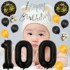 Black 25th Birthday Decorations Party Supplies-Silver Happy 25th Birthday Banner