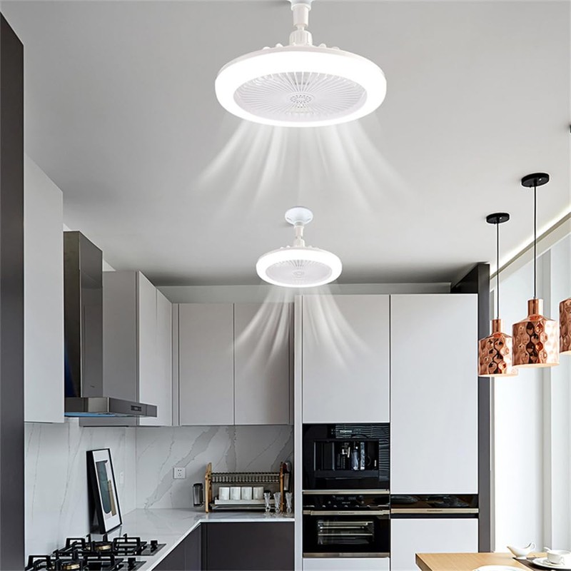 Peaoop Silent Socket Fan Light - Screw-in Ceiling Fan Light