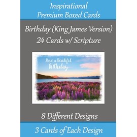 Generic KJV Birthday Boxed Cards ~ 24 Designs ~ Christian/Religious Greeting Card #2 Repeated Assortment ~ King James Scripture in every card