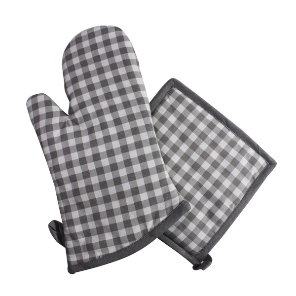 Cotton Candy Gray Glove and Pot Holder Set.100% Cotton. One