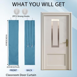 Classroom Door Window Cover Blackout Lockdown Shades for Classroom Windows and Doors Cover Darkening Drapes Door Privacy Curtains for School Office Class Room Decor 8"W x 36"L (1, Blue, 36" L x 8" W)