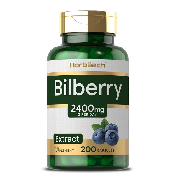 Bilberry Extract Capsules | 2400mg | 200 Count | Vegan Supplement | by Horbaach