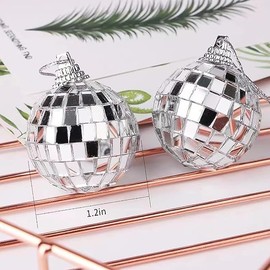 24pcs Silver Disco Mirror Balls for Ball Party Holiday Wedding and Music Festival Decorations, Christmas Tree, Birthday Party Decorations (1.2")