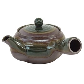 Maruyoshi Pottery Flat Teapot, No. 1.5, Oribe Roll (Bottom Net) B-7439