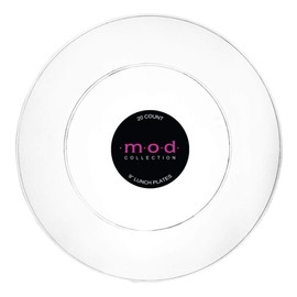 Mod Collection Clear Lunch Plates, Round 9" - 20 Count - Elegant & Durable Catering Dinnerware, Perfect for Upscale Events and Celebrations