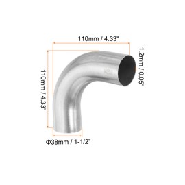 PATIKIL 1-1/2" OD 304 Stainless Steel Butt, 90 Degree Elbow Pipe Fitting Bend Welding Sweat Solder Connection for Stair Handrail